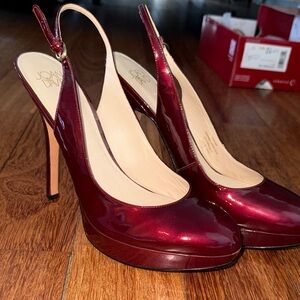 Joan & David Deep Red Slingback Heels